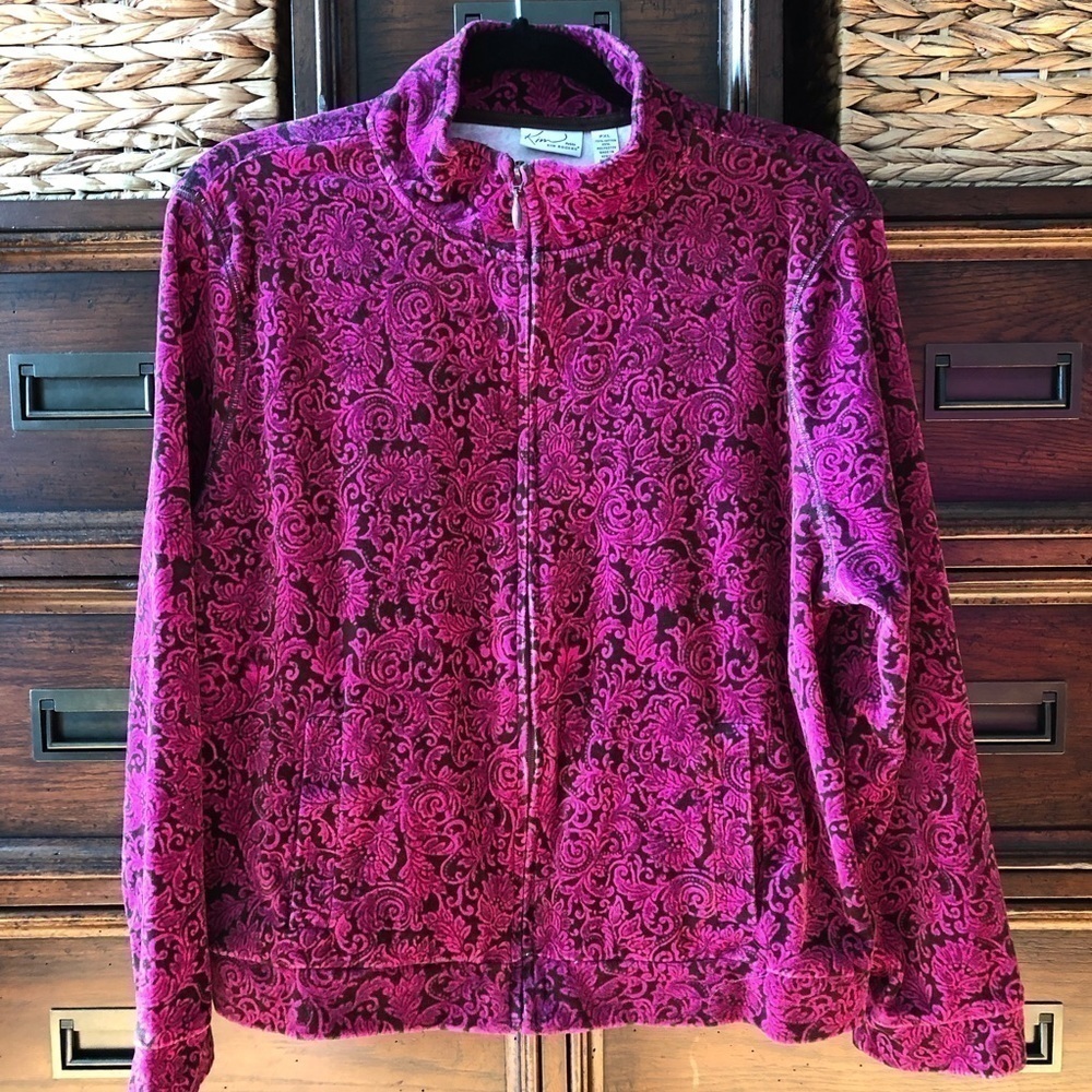 Kim Rogers pink paisley zip up jacket in size XLP